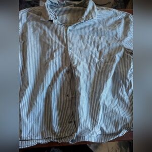 Monet Blue Striped Button Down Shirt